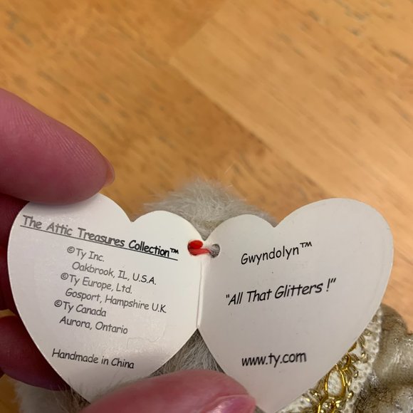 TY Beanie Attic Treasures RARE Gwendolyn Bear 1993 “All That Glitters” Poseable - Picture 3 of 10